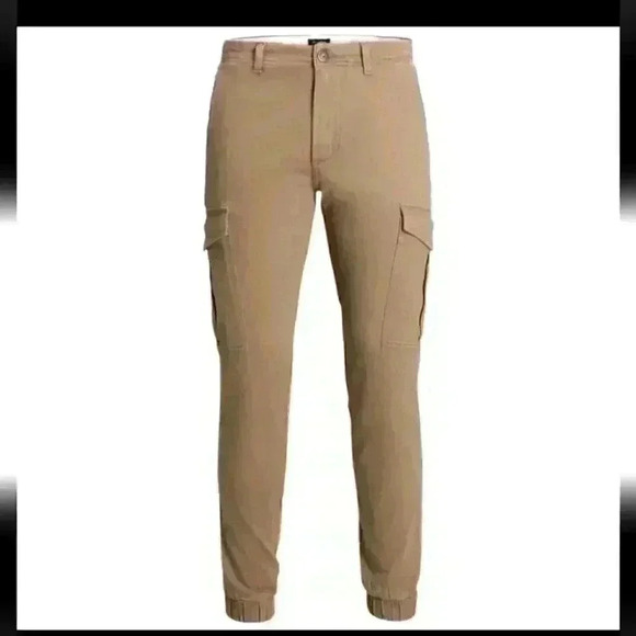 Jack&Jones Beige Military Slim fit Cargo, low rise,tight cuff, preppy 31x30 -NWT - Picture 2 of 6